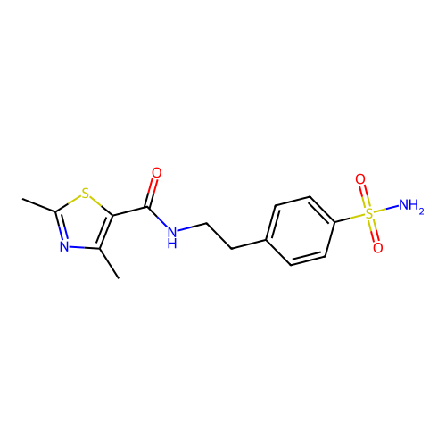 2,4-dimethyl-N-[2-(4-sulfamoylphenyl)ethyl]-1,3-thiazole-5-carboxamide structure