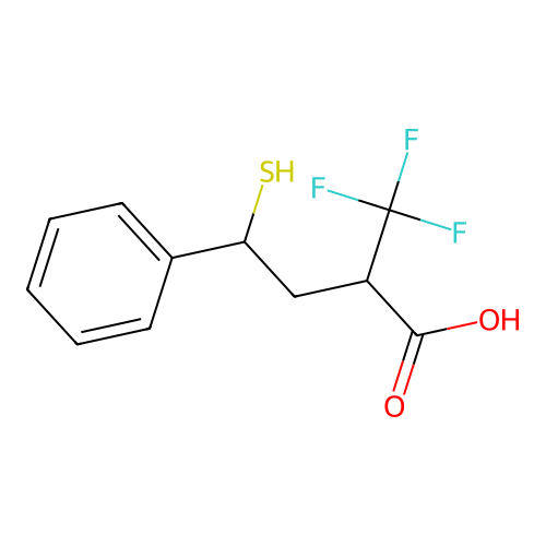 4-phenyl-4-sulfanyl-2-(trifluoromethyl)butanoic Acid structure