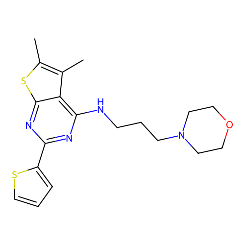 (5,6-dimethyl-2-(2-thienyl)thiopheno[3,2-e]pyrimidin-4-yl)(3-morpholin-4-ylpro pyl)amine structure