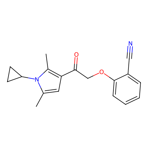 2-(2-(1-Cyclopropyl-2,5-dimethyl-1H-pyrrol-3-yl)-2-oxoethoxy)benzonitrile structure