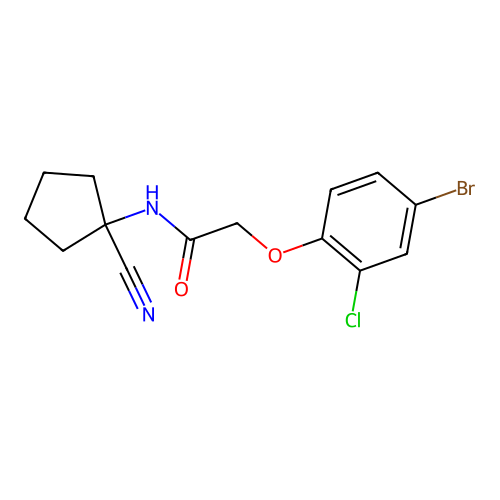 2-(4-bromo-2-chlorophenoxy)-N-(1-cyanocyclopentyl)acetamide structure