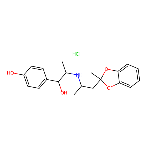 Benzyl alcohol, p-hydroxy-alpha-(1-((1-methyl-2-(2-methyl-1,3-benzodioxol-2-yl)ethyl)amino)ethyl)-, hydrochloride structure