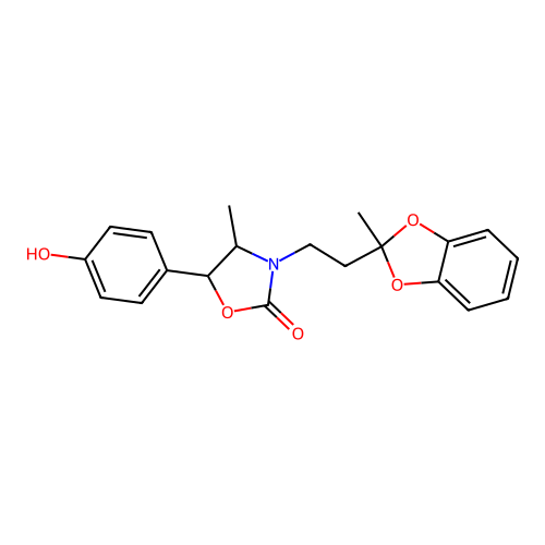 5-(4-Hydroxyphenyl)-4-methyl-3-(2-(2-methyl-1,3-benzodioxol-2-yl)ethyl)-2-oxazolidinone structure