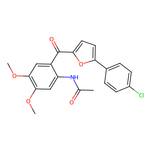 N-(2-(5-(4-Chlorophenyl)furan-2-carbonyl)-4,5-dimethoxyphenyl)acetamide structure