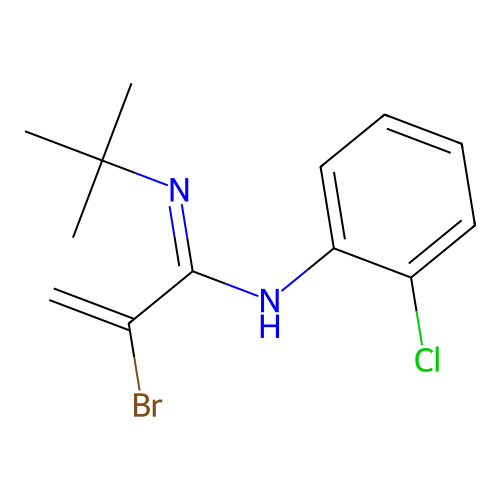 2-bromo-N'-tert-butyl-N-(2-chlorophenyl)prop-2-enimidamide structure