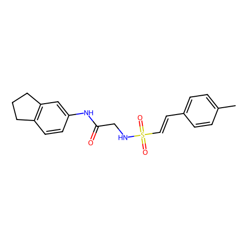 N-(2,3-dihydro-1H-inden-5-yl)-2-[2-(4-methylphenyl)ethenesulfonamido]acetamide structure