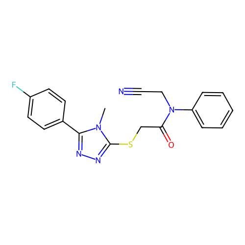 N-(cyanomethyl)-2-[[5-(4-fluorophenyl)-4-methyl-1,2,4-triazol-3-yl]sulfanyl]-N-phenylacetamide structure