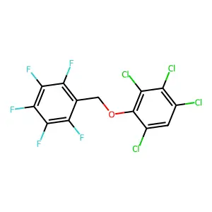 Benzene, 1,2,3,4,5-pentafluoro-6-((2,3,4,6-tetrachlorophenoxy)methyl)- structure