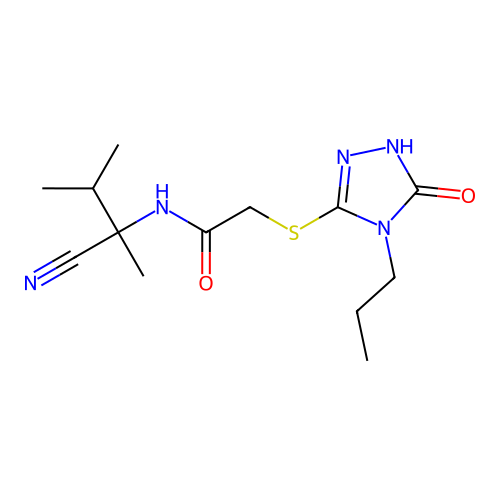 N-(1-cyano-1,2-dimethylpropyl)-2-[(5-hydroxy-4-propyl-4H-1,2,4-triazol-3-yl)sulfanyl]acetamide structure