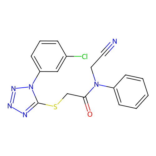 2-[1-(3-chlorophenyl)tetrazol-5-yl]sulfanyl-N-(cyanomethyl)-N-phenylacetamide structure