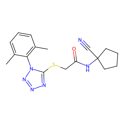 N-(1-cyanocyclopentyl)-2-[1-(2,6-dimethylphenyl)tetrazol-5-yl]sulfanylacetamide structure