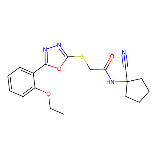 N-(1-cyanocyclopentyl)-2-[[5-(2-ethoxyphenyl)-1,3,4-oxadiazol-2-yl]sulfanyl]acetamide structure
