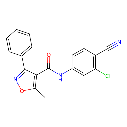 N-(3-chloro-4-cyanophenyl)-5-methyl-3-phenyl-1,2-oxazole-4-carboxamide structure