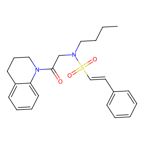 N-butyl-N-[2-oxo-2-(1,2,3,4-tetrahydroquinolin-1-yl)ethyl]-2-phenylethene-1-sulfonamide structure