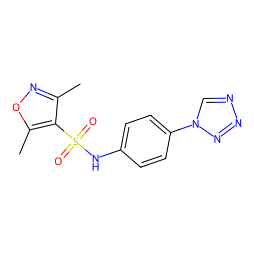 3,5-dimethyl-N-[4-(1H-1,2,3,4-tetrazol-1-yl)phenyl]-1,2-oxazole-4-sulfonamide structure