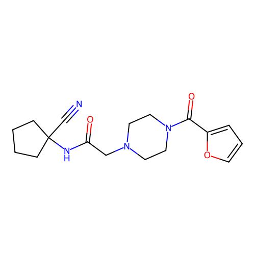 N-(1-cyanocyclopentyl)-2-[4-(furan-2-carbonyl)piperazin-1-yl]acetamide structure