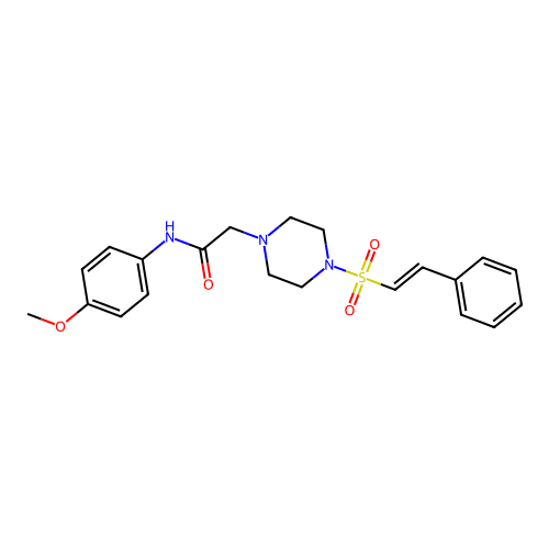N-(4-methoxyphenyl)-2-[4-(2-phenylethenesulfonyl)piperazin-1-yl]acetamide structure