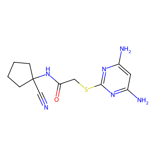 N-(1-cyanocyclopentyl)-2-[(4,6-diaminopyrimidin-2-yl)sulfanyl]acetamide structure