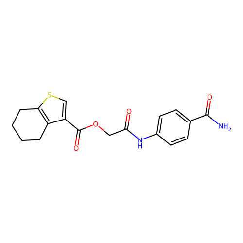 2-((4-Carbamoylphenyl)amino)-2-oxoethyl 4,5,6,7-tetrahydrobenzo[b]thiophene-3-carboxylate structure