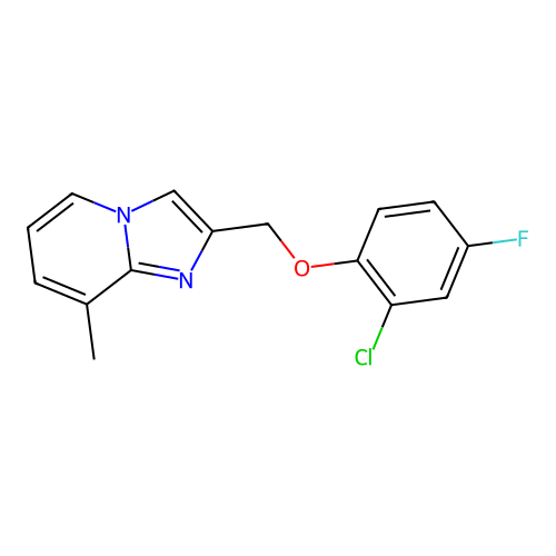 2-(2-Chloro-4-fluorophenoxymethyl)-8-methylimidazo[1,2-a]pyridine structure