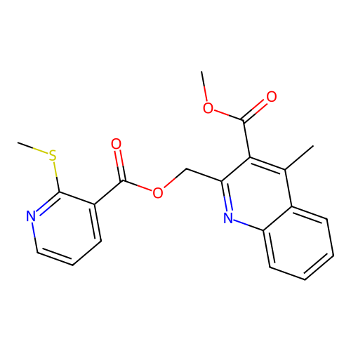 methyl 4-methyl-2-[(2-methylsulfanylpyridine-3-carbonyl)oxymethyl]quinoline-3-carboxylate structure