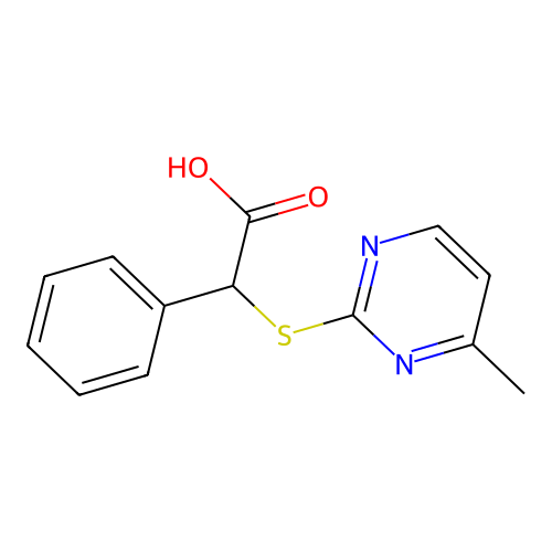 Benzeneacetic acid, alpha-((4-methyl-2-pyrimidinyl)thio)- structure