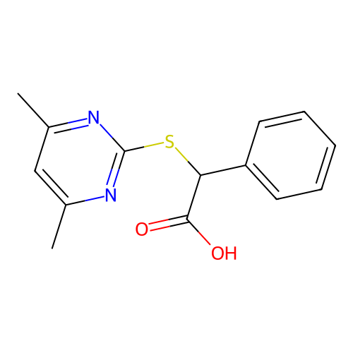 Benzeneacetic acid, alpha-((4,6-dimethyl-2-pyrimidinyl)thio)- structure