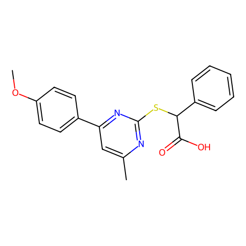 Benzeneacetic acid, alpha-((4-(4-methoxyphenyl)-6-methyl-2-pyrimidinyl)thio)- structure