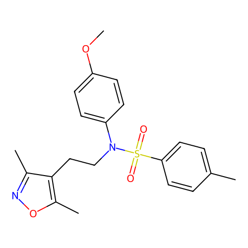 N-[2-(3,5-dimethyl-1,2-oxazol-4-yl)ethyl]-N-(4-methoxyphenyl)-4-methylbenzenesulfonamide structure