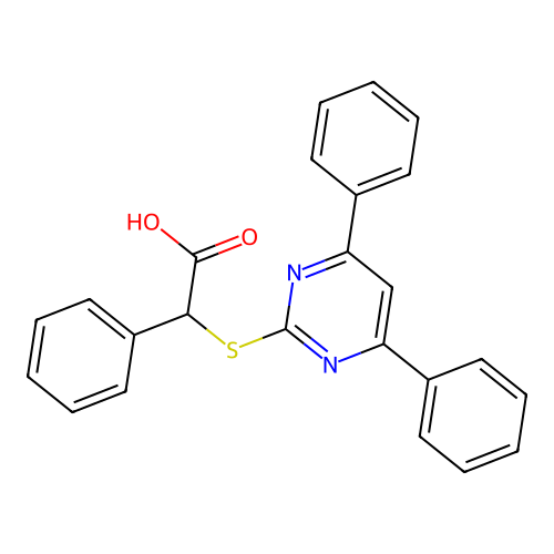 Benzeneacetic acid, alpha-((4,6-diphenyl-2-pyrimidinyl)thio)- structure
