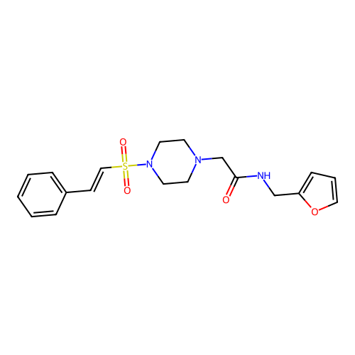 N-[(furan-2-yl)methyl]-2-[4-(2-phenylethenesulfonyl)piperazin-1-yl]acetamide structure
