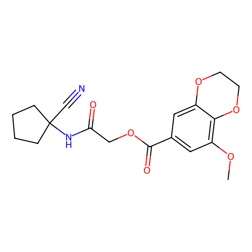[2-[(1-cyanocyclopentyl)amino]-2-oxoethyl] 5-methoxy-2,3-dihydro-1,4-benzodioxine-7-carboxylate structure