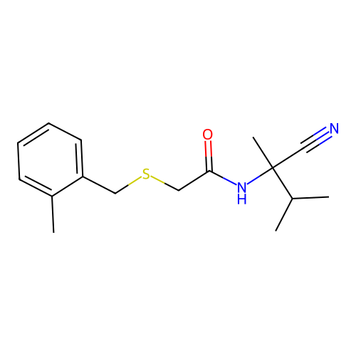 N-(1-cyano-1,2-dimethylpropyl)-2-{[(2-methylphenyl)methyl]sulfanyl}acetamide structure