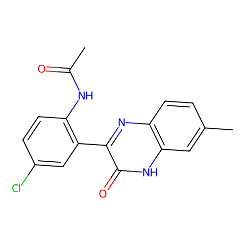 N-[4-chloro-2-(6-methyl-3-oxo-4H-quinoxalin-2-yl)phenyl]acetamide structure