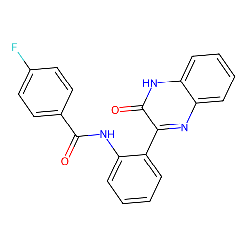 4-fluoro-N-[2-(3-oxo-3,4-dihydroquinoxalin-2-yl)phenyl]benzamide structure