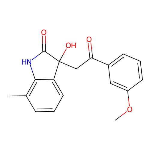 3-Hydroxy-3-(2-(3-methoxyphenyl)-2-oxoethyl)-7-methylindolin-2-one structure