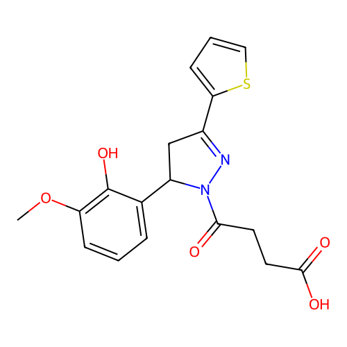 4-[5-(2-hydroxy-3-methoxyphenyl)-3-(thiophen-2-yl)-4,5-dihydro-1H-pyrazol-1-yl]-4-oxobutanoic acid structure