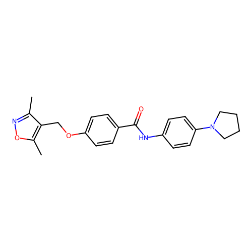 4-[(3,5-dimethyl-1,2-oxazol-4-yl)methoxy]-N-(4-pyrrolidin-1-ylphenyl)benzamide structure