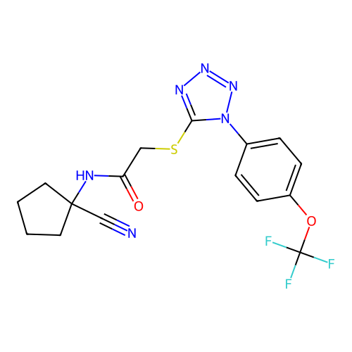 N-(1-cyanocyclopentyl)-2-[1-[4-(trifluoromethoxy)phenyl]tetrazol-5-yl]sulfanylacetamide structure