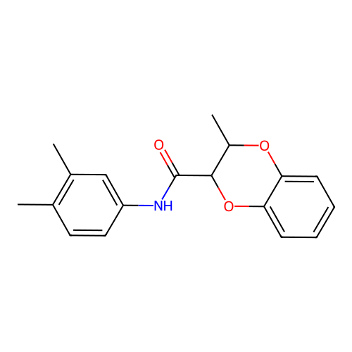 N-(3,4-dimethylphenyl)-3-methyl-2,3-dihydro-1,4-benzodioxine-2-carboxamide structure