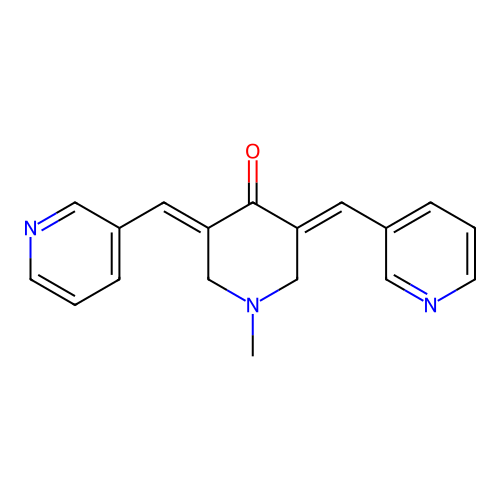 (3E,5E)-1-Methyl-3,5-bis(3-pyridinylmethylene)-4-piperidinone structure