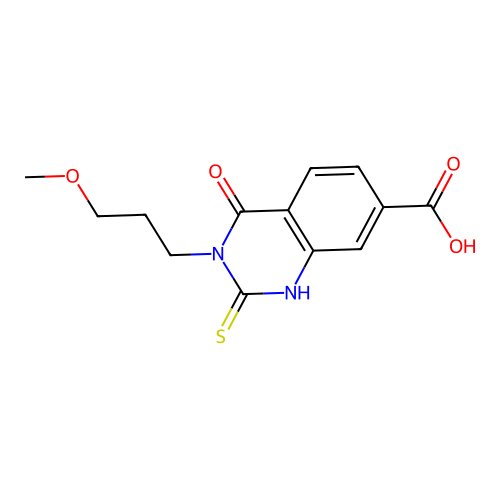 3-(3-Methoxypropyl)-4-oxo-2-sulfanyl-3,4-dihydroquinazoline-7-carboxylic acid structure