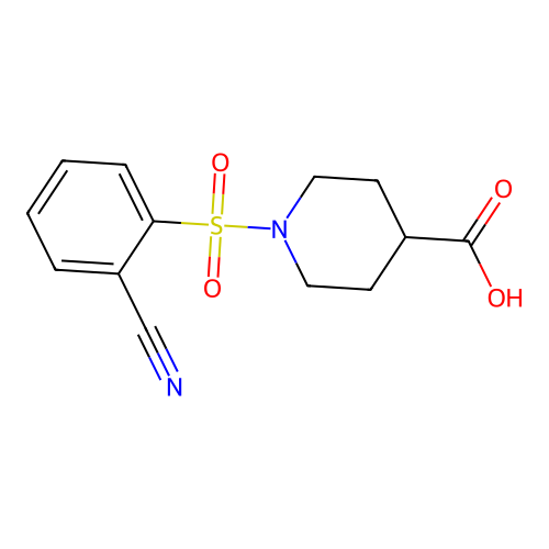1-((2-Cyanophenyl)sulfonyl)-4-piperidinecarboxylic acid structure