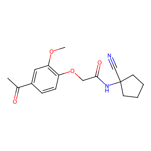 2-(4-acetyl-2-methoxyphenoxy)-N-(1-cyanocyclopentyl)acetamide structure