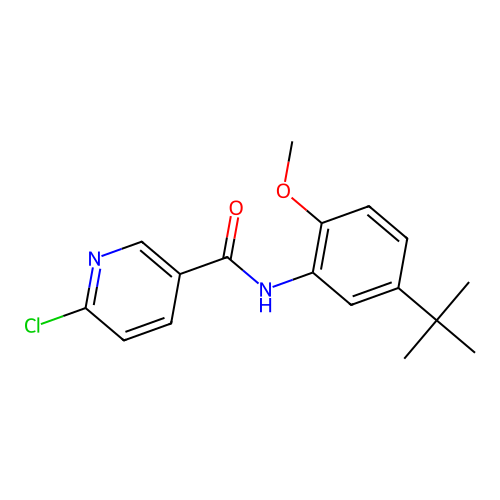 N-(5-tert-butyl-2-methoxyphenyl)-6-chloropyridine-3-carboxamide structure