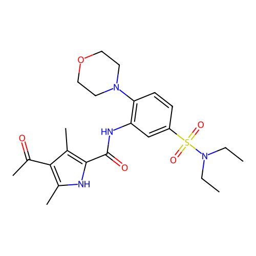 4-acetyl-N-[5-(diethylsulfamoyl)-2-morpholin-4-ylphenyl]-3,5-dimethyl-1H-pyrrole-2-carboxamide structure
