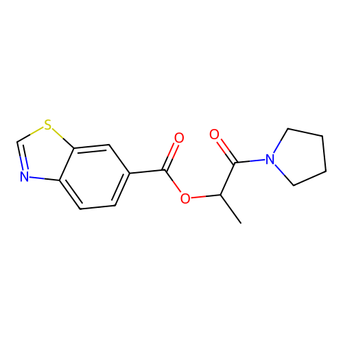 (1-Oxo-1-pyrrolidin-1-ylpropan-2-yl) 1,3-benzothiazole-6-carboxylate structure