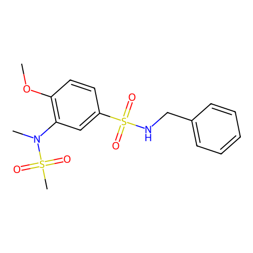 N-benzyl-4-methoxy-3-[methyl(methylsulfonyl)amino]benzenesulfonamide structure