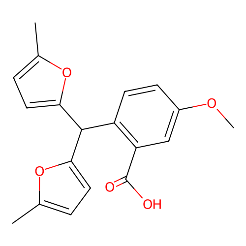 2-(Bis(5-methylfuran-2-yl)methyl)-5-methoxybenzoic acid structure