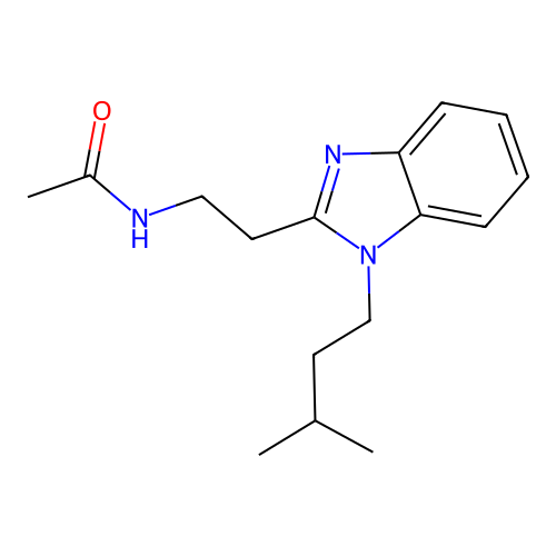 N-[2-[1-(3-methylbutyl)benzimidazol-2-yl]ethyl]acetamide structure